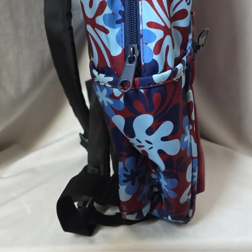 Disney Bioworld Stitch Kids Backpack Floral Pattern Red Blue Adjustable Strap